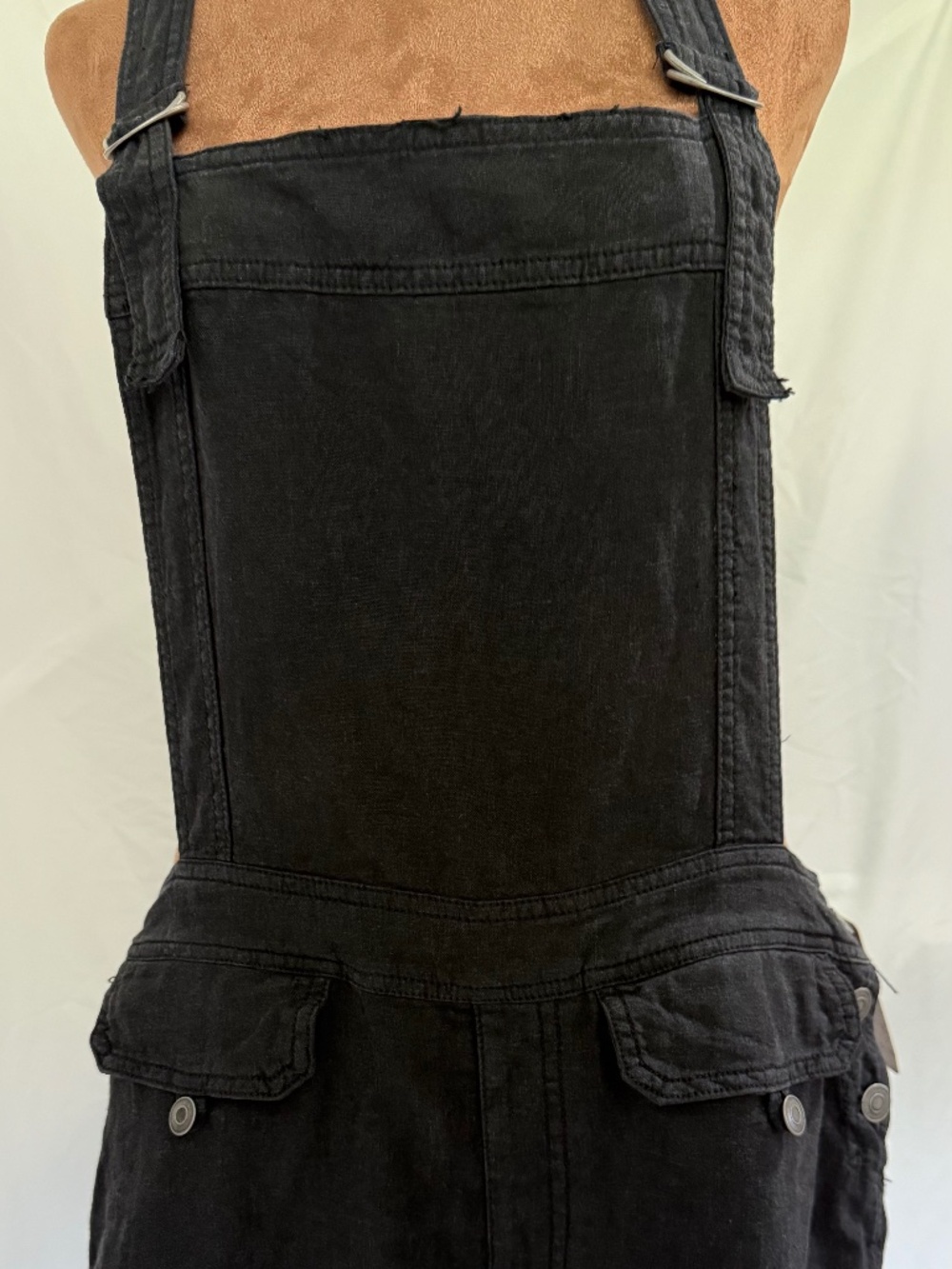 NWT Free People Mercer Black Utility Denim Shortalls Overalls Size Medium
